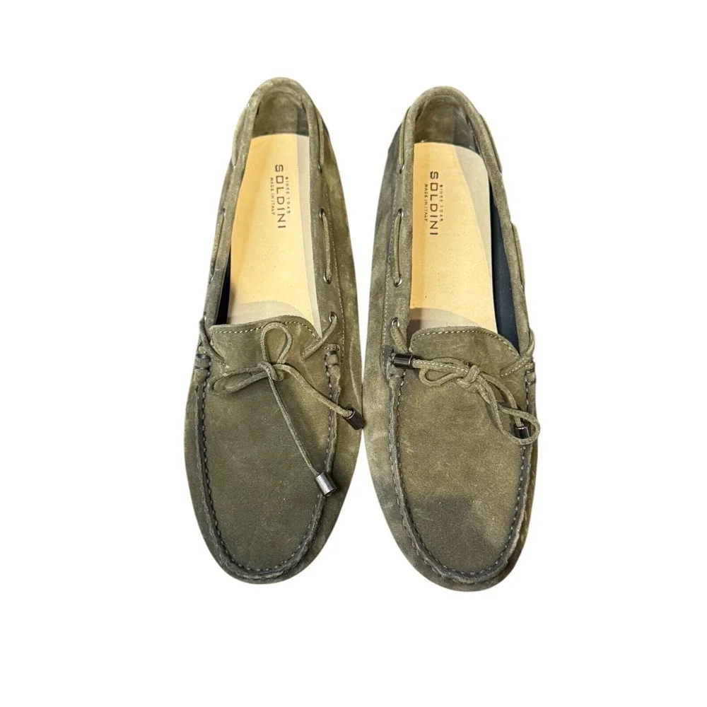 Soldini Men's Shoes‎ Driving Loafers Flat Boat Pull-On Suedes Brown Sz. 42 NWOT